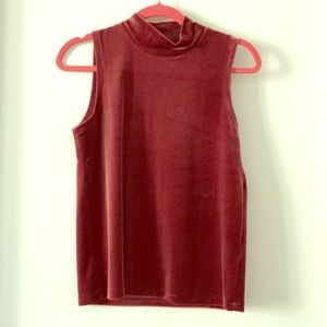Jcrew Red Velvet Blouse with High Neck